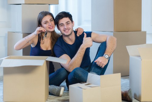 Professional movers in Clapham preparing boxes for a local relocation