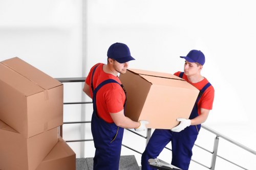Packed moving vehicle arranged safely for transport