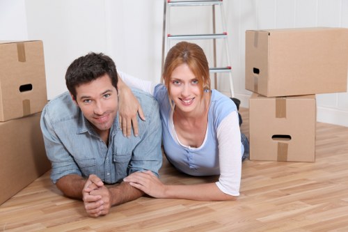 Moving crew handling access challenges in a Clapham flat or townhouse