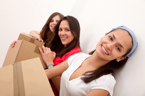Packed boxes and furniture ready for storage in Clapham