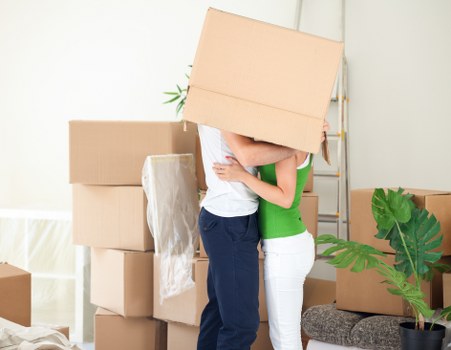 Packed boxes and furniture ready for a Clapham house move